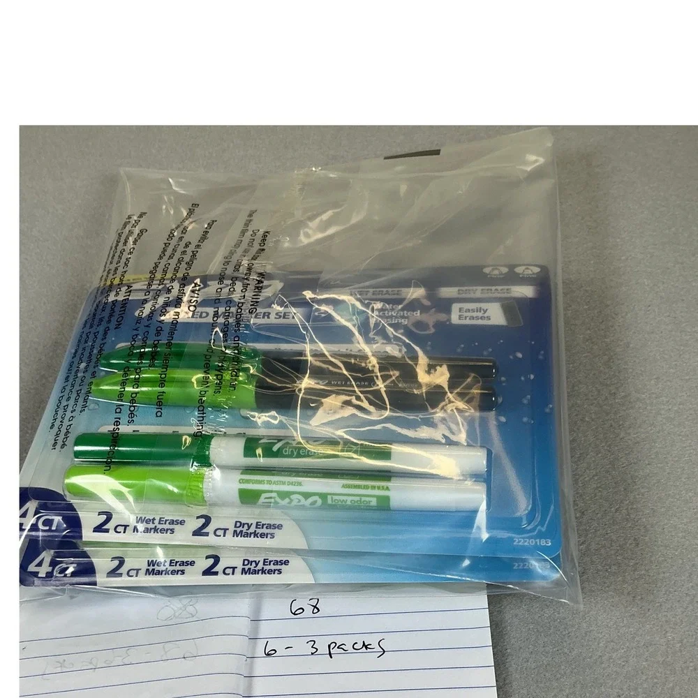 Lot of 3 Expo Mixed Marker Set 4ct Wet Erase Dry Erase Fine‎ Tip Green NEW